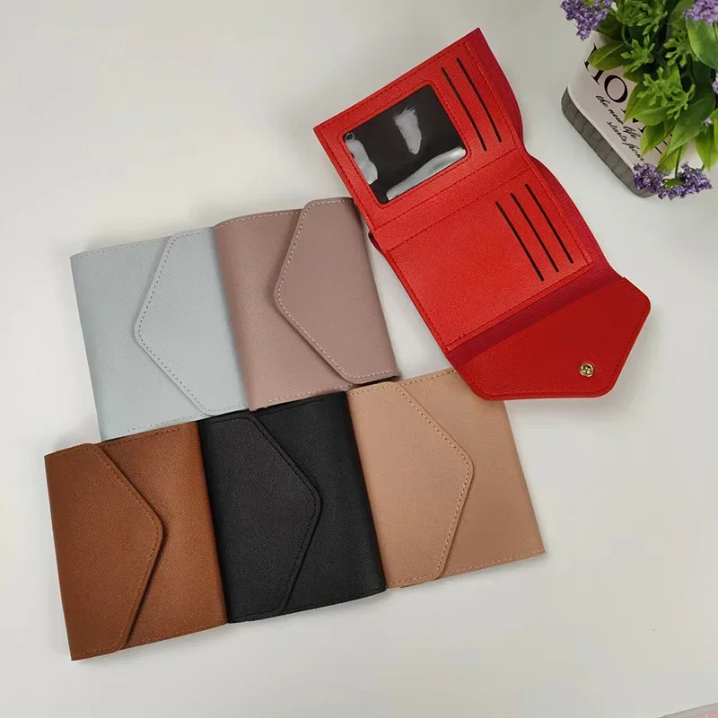 Delicate Cute Women Hasp Wallets Girl Credit Card Holder for PU Leather Coin Purse Female Wallet Short Purses for Women Gift