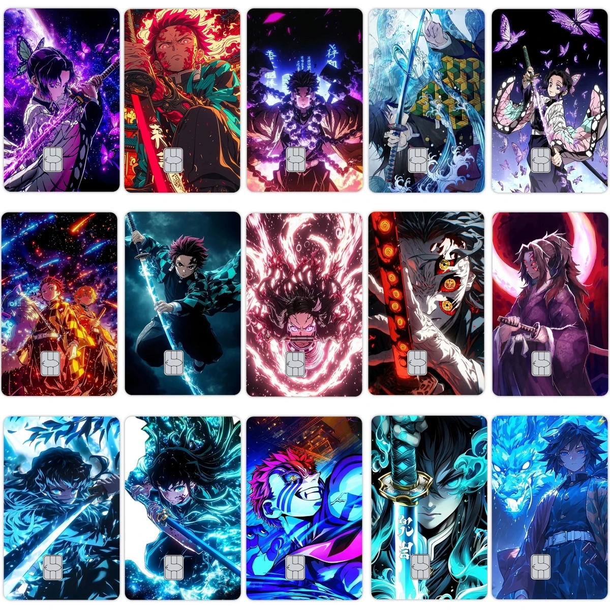 

Cartoon Kamado Nezuko Agatsuma Zenitsu Tomioka Giyuu Anime Credit Card Debit Card Stickers Film Tape Skin for Credit Debit Card