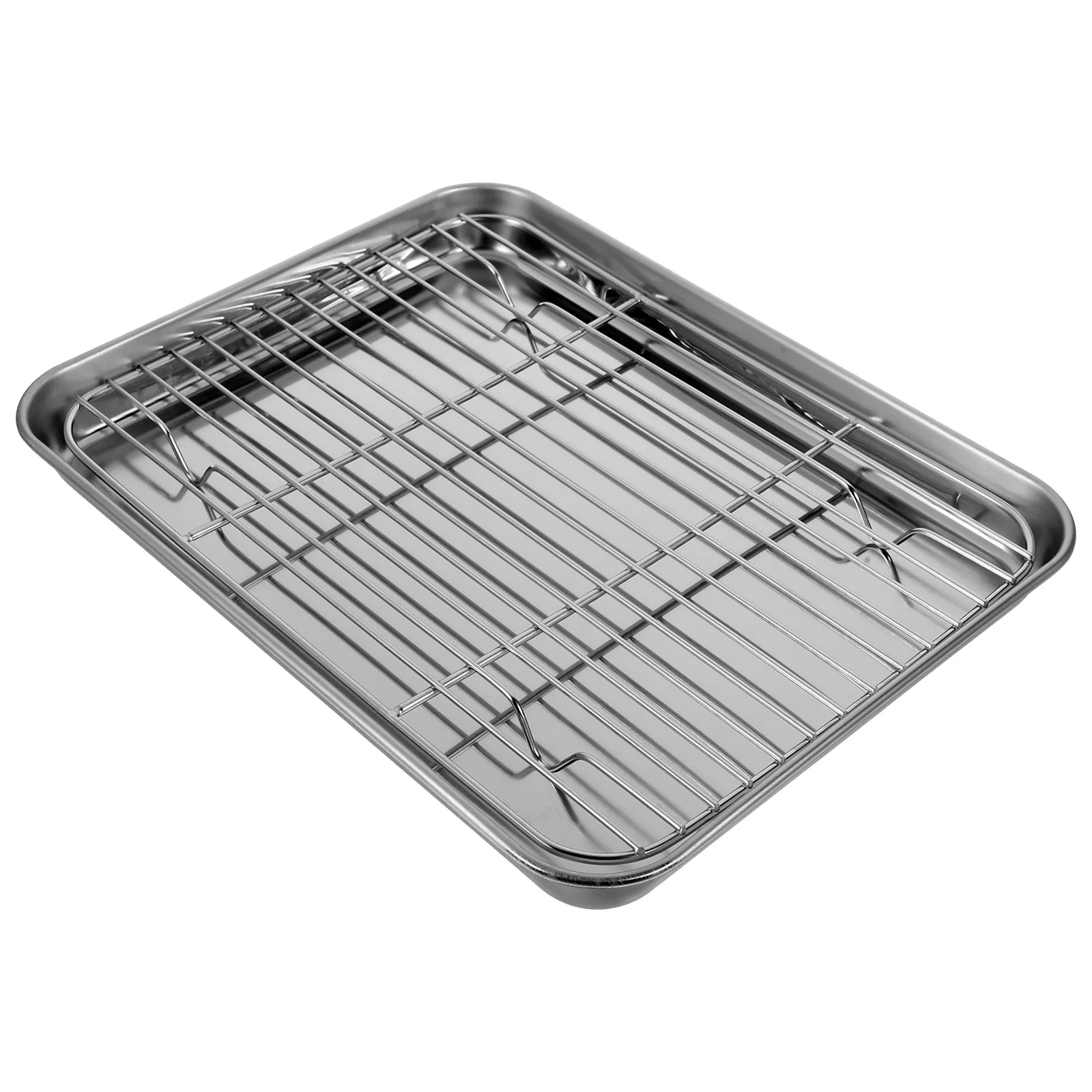 

2 Pieces/Set Bread Stainless Steel Pot Baking Tray Cooling Rack Roasting Pan Rack Kitchen With Lid Wire Grille Tray Mesh Frame