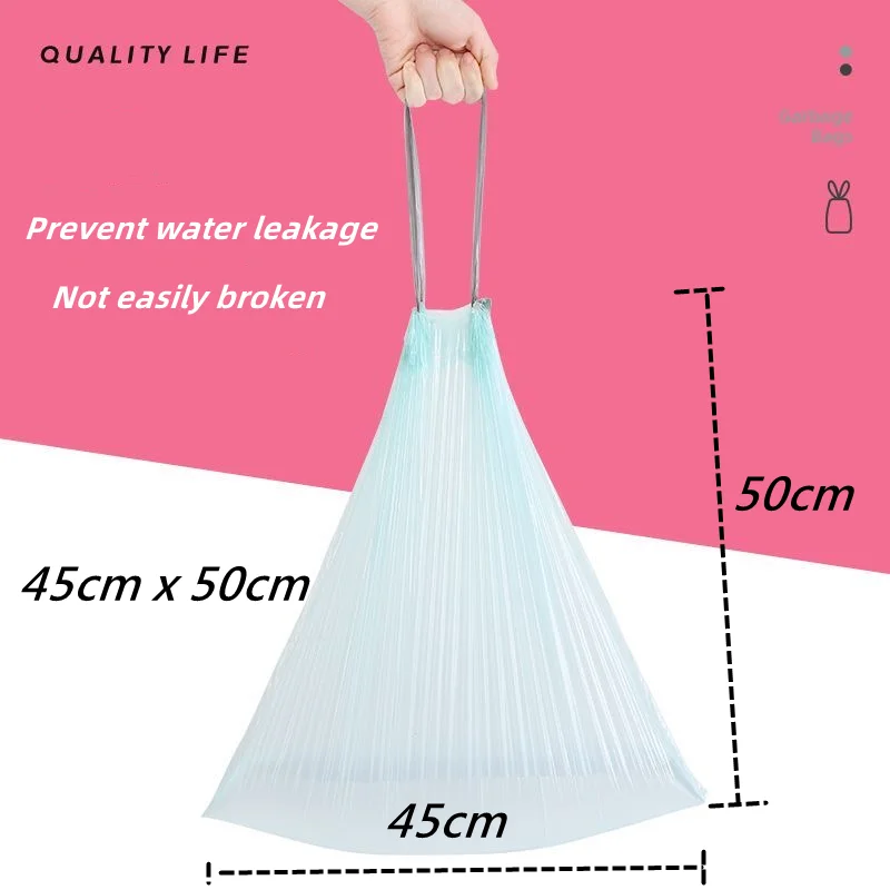 45X50 Household Drawstring Garbage Bag Kitchen Large Capacity Thickened Leak-Proof High Temperature Resistant Garbage Bag