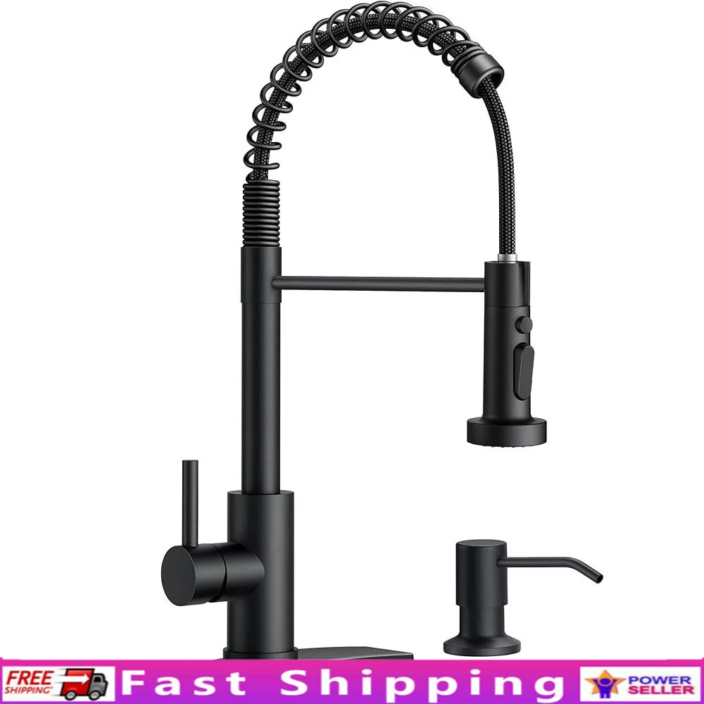 

Кухонный смеситель из нержавеющей стали с выдвижным распылителем, дозатор мыла, одна ручка, поворот на 360°, прочный дизайн, экономия воды