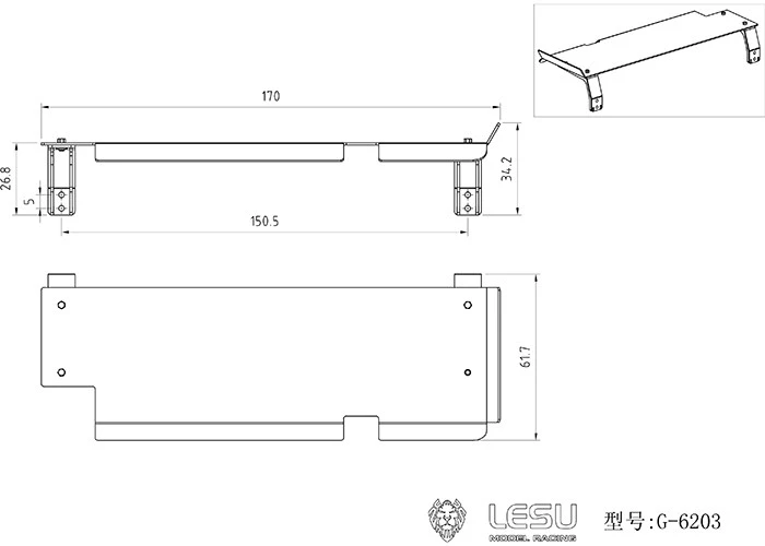 LESU für 1/14 LKW-Modell, Metallspielzeug, Fh16-Zubehör, G-6203, Leitplankenelement, LKW-DIY-Zubehör, Spielzeug – Detail 1
