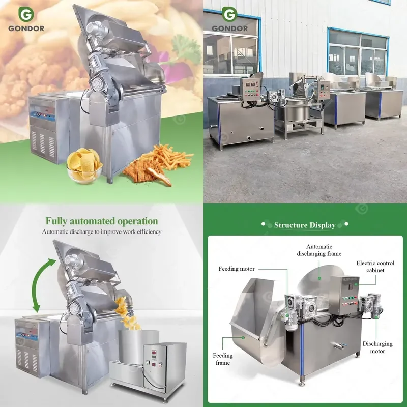 Freidora de Gas 2026 para Alitas de Pollo Fritas, Máquina Automática con Elevación y Doble Fondo, Freidora con Agitación, Precio en India