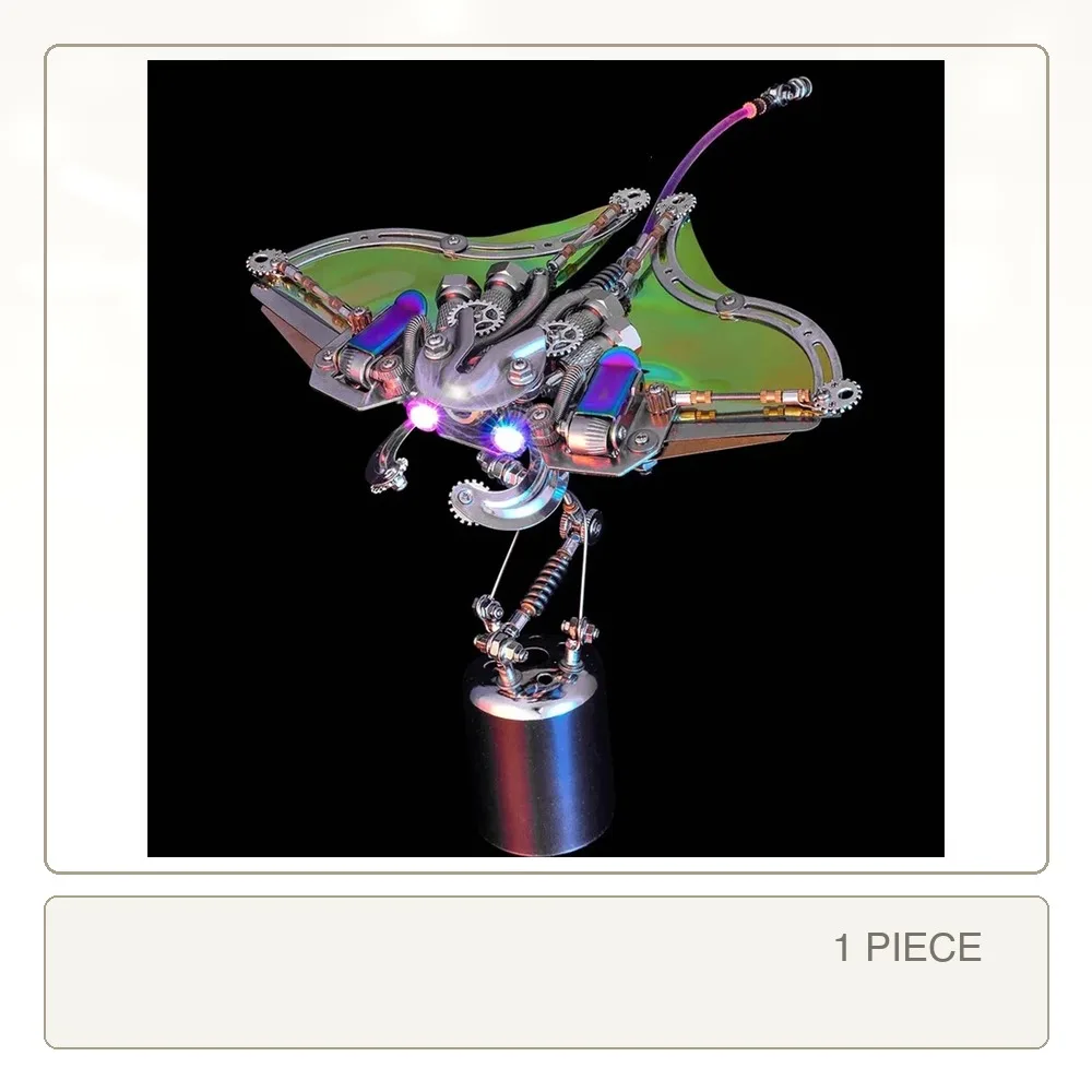 DIY Engineering Manta Ray 3D Puzzles Devil Fish Metal Model Building Kits for Adults Kids Ornaments Collectible - view 2