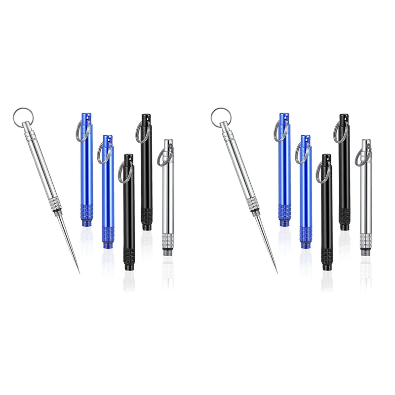 12 Pieces Metal Titanium Toothpicks, Portable Reusable Pocket Toothpicks With Stainless Steel Toothpick Holder