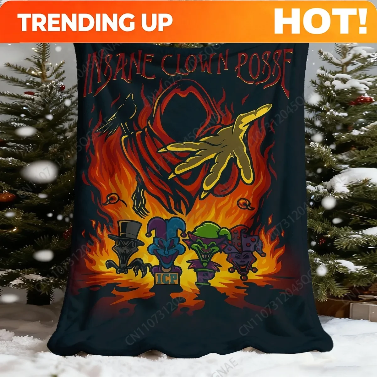 Custom ICP Hip-Hop Soundwave Technology Printed Throw Blanket - Ultra-Soft Flannel French Style Bedspread With Bold ICP & Hand S