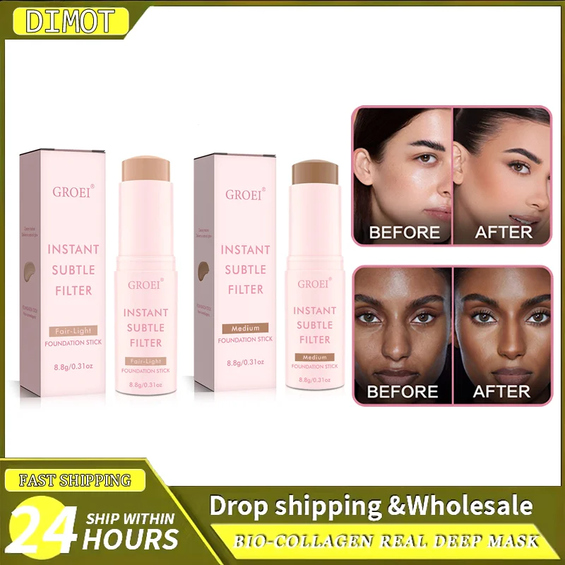 

3Color Tinted Foundation Cream Stick Waterproof Lasting Oil-control Cover Acne Makeup Smooth Moisturize Concealer Serum Balm
