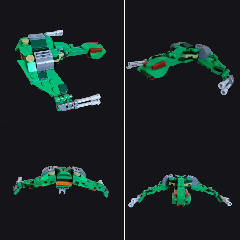 MOC-Mini Klingoned Bird of Prey Building Block Set, Space Treks, MOC interestelar, brinquedos de tijolo espacial, presente de aniversário para crianças