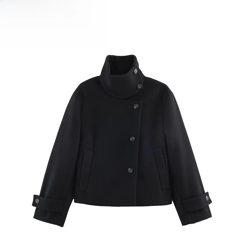 Faionable ort Coat ZR Autumn New Sle Women's Jaet Stand Collar Polyester Fiber Ladies Versatile Sli Personali