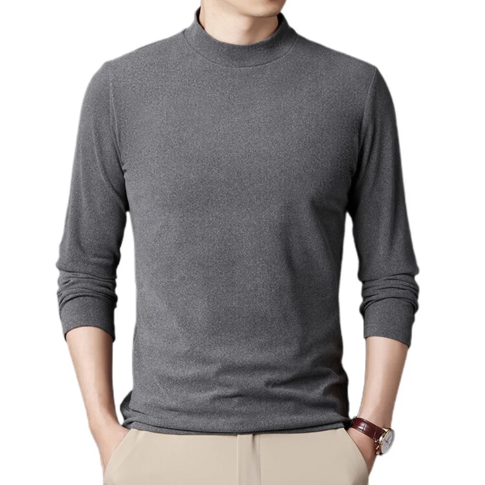 Mens Casual Lapel Long Sleeve O-neck Shirts High Quality Breathable Wool Knit  Business Pullovers Tops