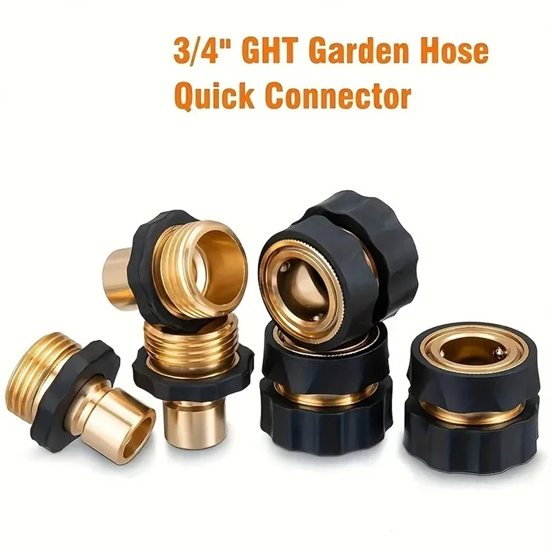 1set Garden Hose Quick Release Connect Coupler, Metal Hose Fitting Quick Connector 3/4