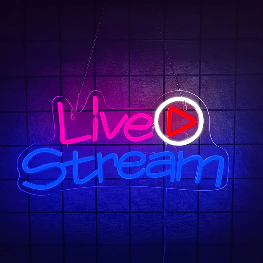 Live Stream Led Neon Sign, Wall Art Decor Of Live Broadcast Room, Wall Lamp Of Bar Club Party Recording Room And Game Room.
