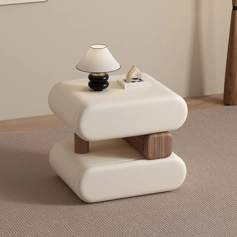 New cream style Internet celebrity solid wood bedside table simple modern bedroom home light luxury premium free installation be