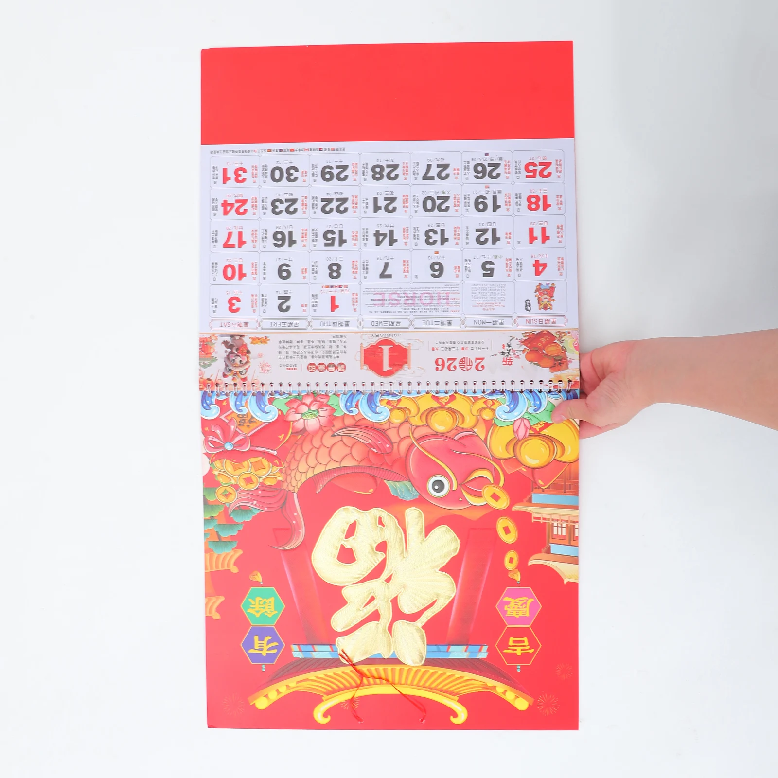 

2026 Horse Year Chinese Lunar Traditional Monthly Hanging For Home Office Festivals Holidays Planner Tear-Off Daily Calendar –