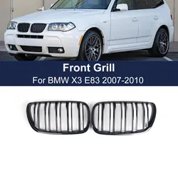 Pair Car Front Kidney Grille Grills For BMW X3 E83 Diesel Petrol SUV Facelift 2007-2010 Double slat Hood Grill Racing Grills