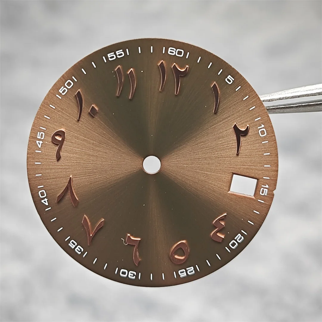 28,5 mm Zifferblatt mit Sonnenmuster, arabisches Alphabet mit Datum, Zifferblätter, Ersatzzubehör für NH35/NH36-Uhrwerk