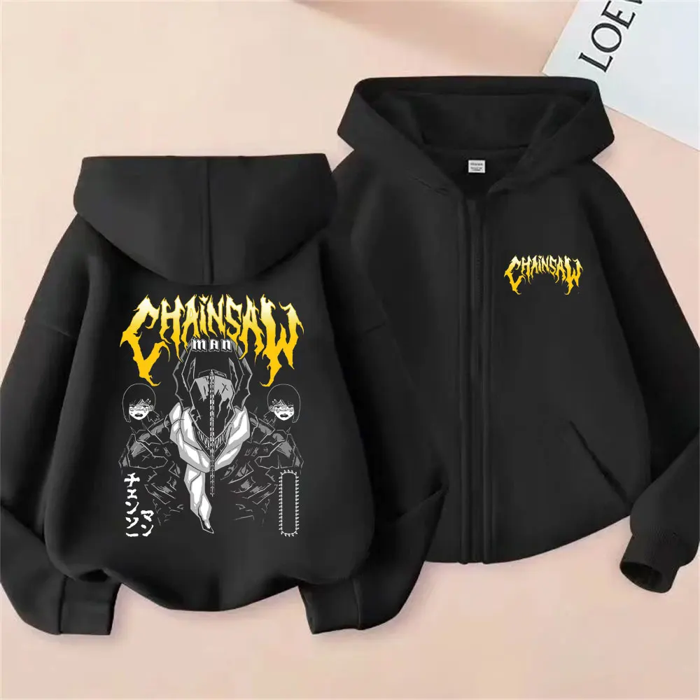 

Anime Chainsaw Man Higashiyama Kobeni Pochita Denji Graphic Zipper Hoodie Men Women Manga Fashion Oversized Zip Up Jacket Coat