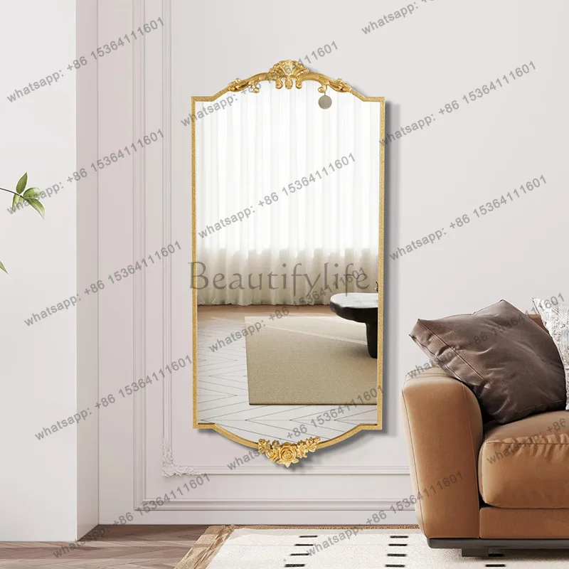 

Retro French classical carved full-length mirror wall-mounted full-length mirror home