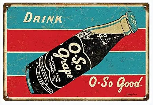 Letrero Metálico Retro de Refresco de Uva, Placa Decorativa Vintage para Pared, Póster para Cafetería, Bar, Pub, Regalo