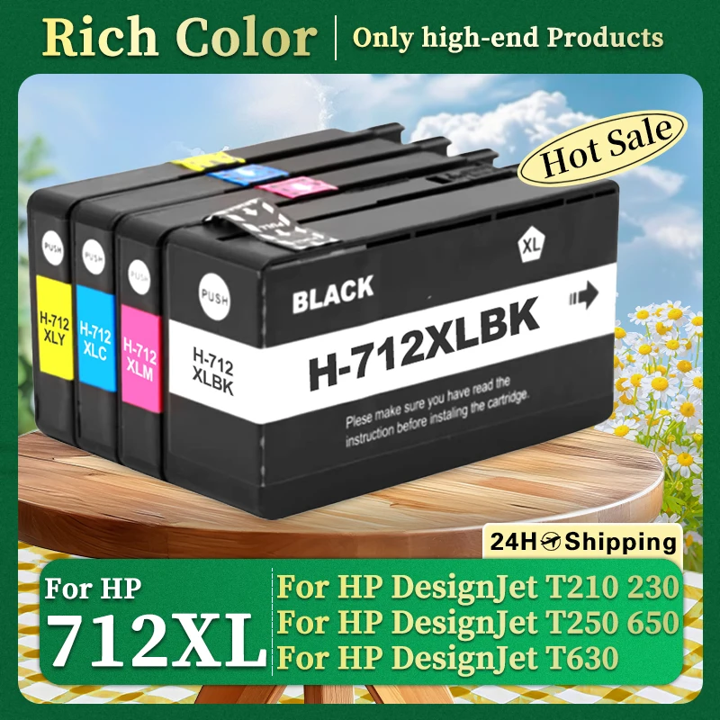 Cartucho de tinta 712 XL 712XL 3ED71A 3ED67A compatível para HP 712 para HP DesignJet T210 T230 T250 T650 T630 Impressora jato de tinta