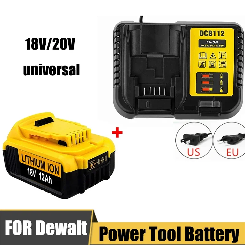 20V 12000mAh DCB200 Replaceable Li-ion Battery Compatible for Dewalt 20v Power Tools 18650 Lithium Batteries with charger