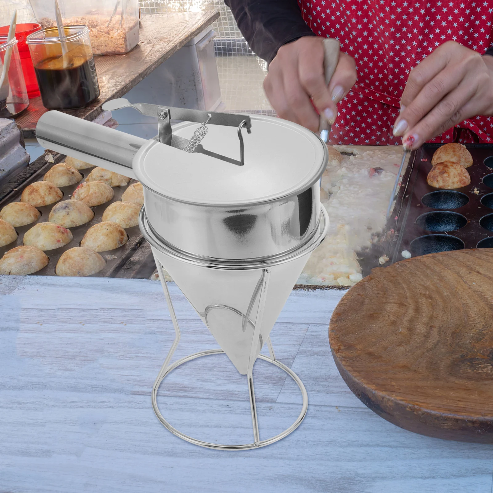 

Octopus Ball Funnel Lid Kitchen Dispenser Stainless Steel Tool Meatball Shaper Pancake Maker Cupcake Creator Cooking Accessory