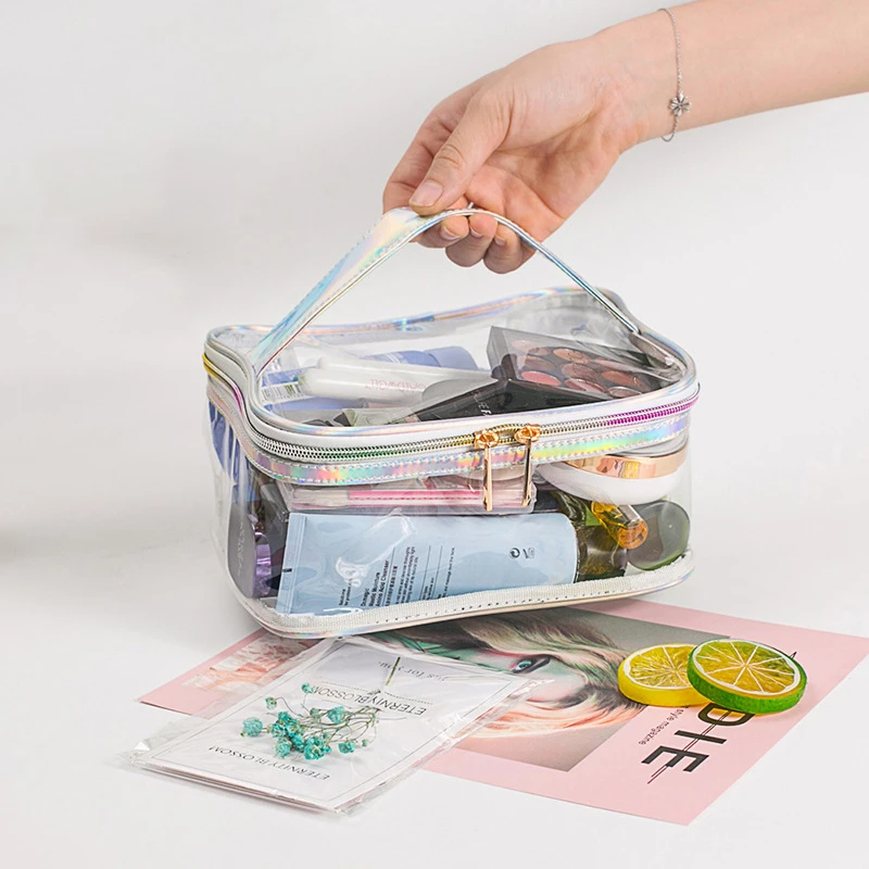 

Transparent Makeup Bag Travel Portable Storage Bag Zipper Cosmetic Pouch Waterproof Toilet Case Organizer Clear Bag