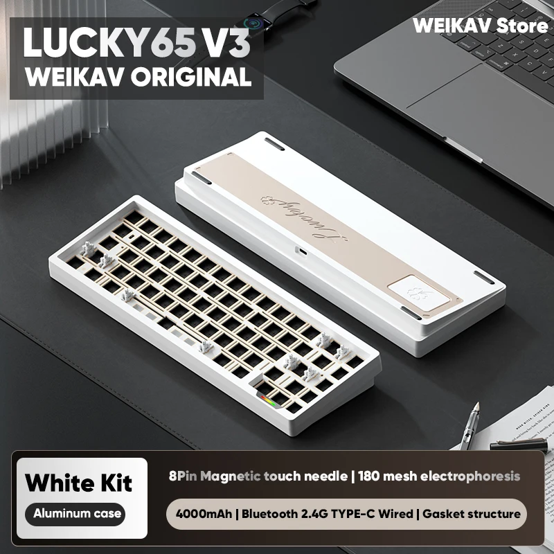 WEIKAV Lucky65 V3 Lucky65V3 Draadloos Gaming Aluminium Mechanisch Toetsenbord Kit 60% Bluetooth 2.4G RGB Bedraadbaar Hotswap Gamer Toetsenbord