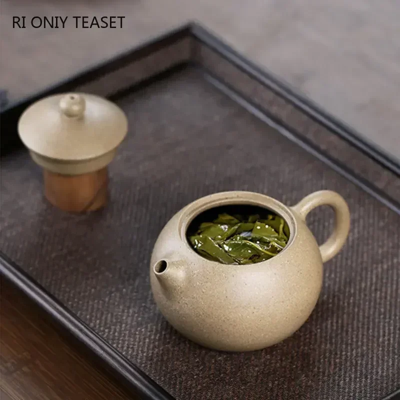 210ml Chinese Yixing High-end Purple Clay Teapots Famous Handmade Xishi Tea Pot Raw Ore Sesame Duan Mud Kettle Zisha Tea Set