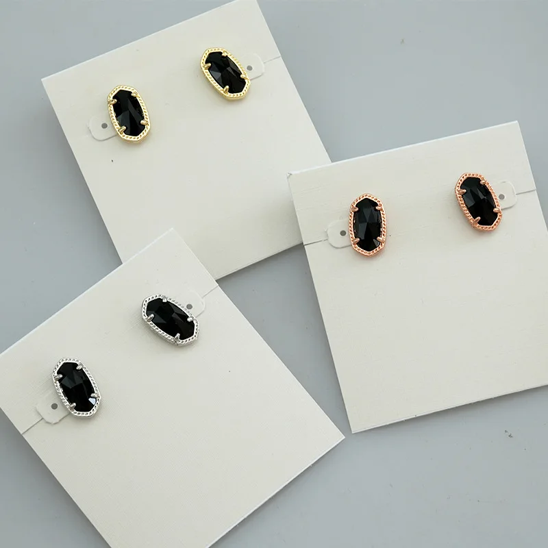 

KS European and American Fashion Trends Simple and Generous Oval Shape Black Glass Versatile Earrings Wholesale