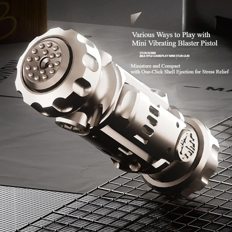 2024 Stun Grenade Fidget Spinner Pistola en miniatura Pistola de juguete con conchas eyecibles Dedo para aliviar el estrés para adultos y niños Los mejores regalos