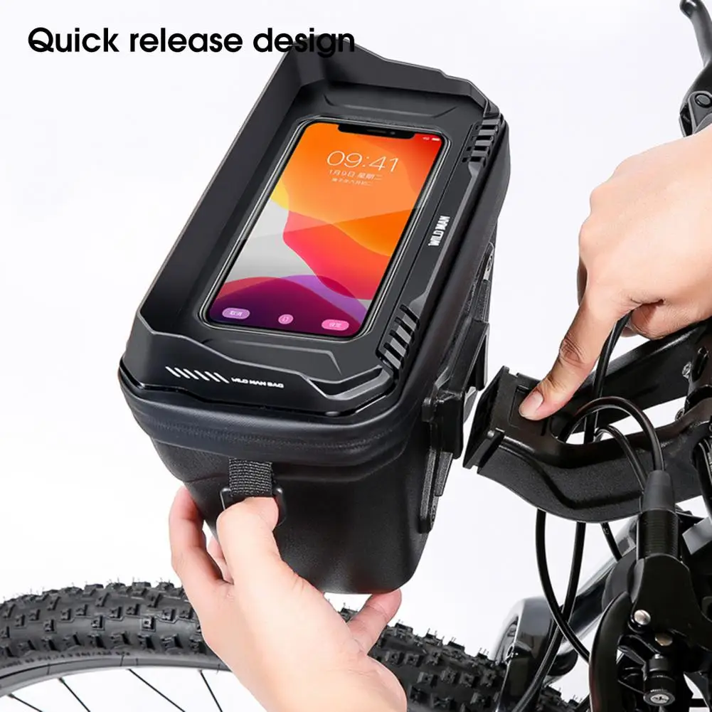 3L Bicycle Bags Handlebar Phone Pouch Sensitive Design Faux Leather Compartment Design Handlebar Front Bag