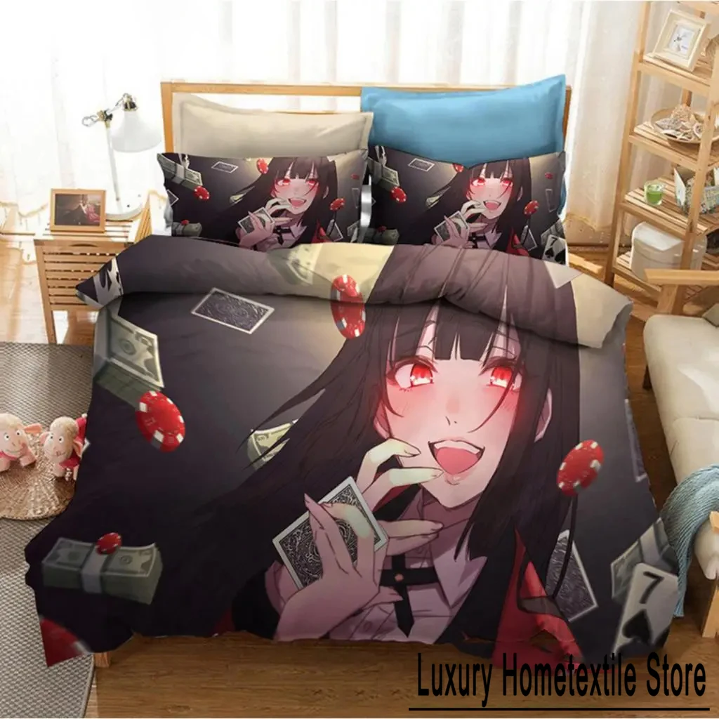 

Anime Kakegurui Yumeko Jabami 2/3pcs Bedding Set Boys Girls Twin Queen Size Duvet Cover Pillowcase Bed Kids Adult Home Textile