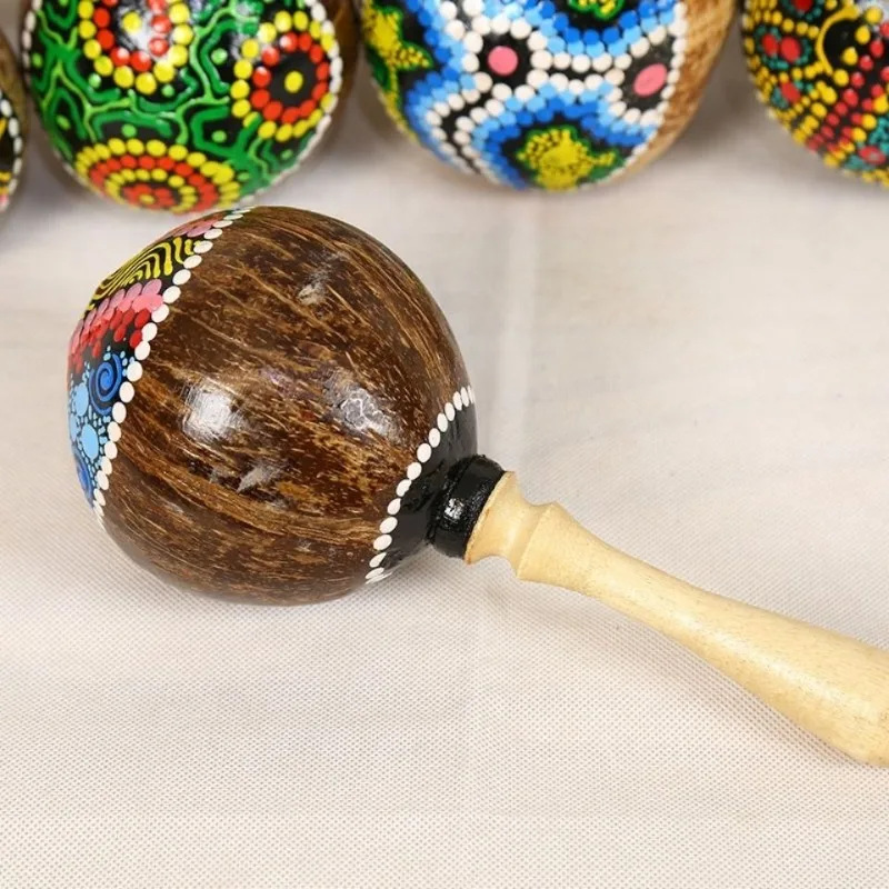 Coconut Shell Maracas Professional Percussion Maracas Children Adults Wood Rattle Sand Hammer Orff African Musical Instruments