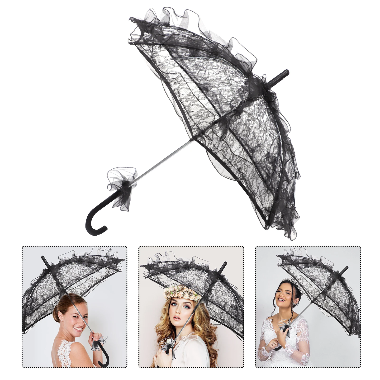 

Bride Lace Umbrella Wedding Photography Decorative Umbrellas Party for Women Performance Prop Bridal Parasol Vintage Clear Bulk