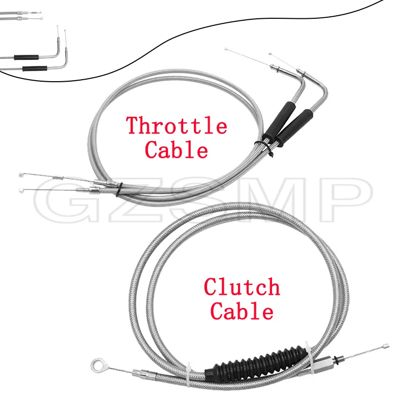 

Ткачества стальные провода мотоцикл удлиненный дроссельной заслонки/сцепление кабель подходит для Harley Sportster XL 883 1200 Dyna Softail Fat Boy