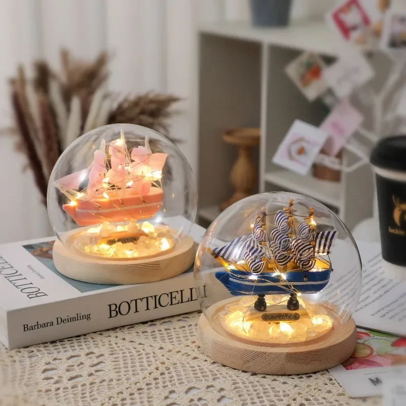 New Creative Sailing Smooth Sailing Handmade DIY Night Light Practical Bedroom Desktop Table Light Craft Decoration