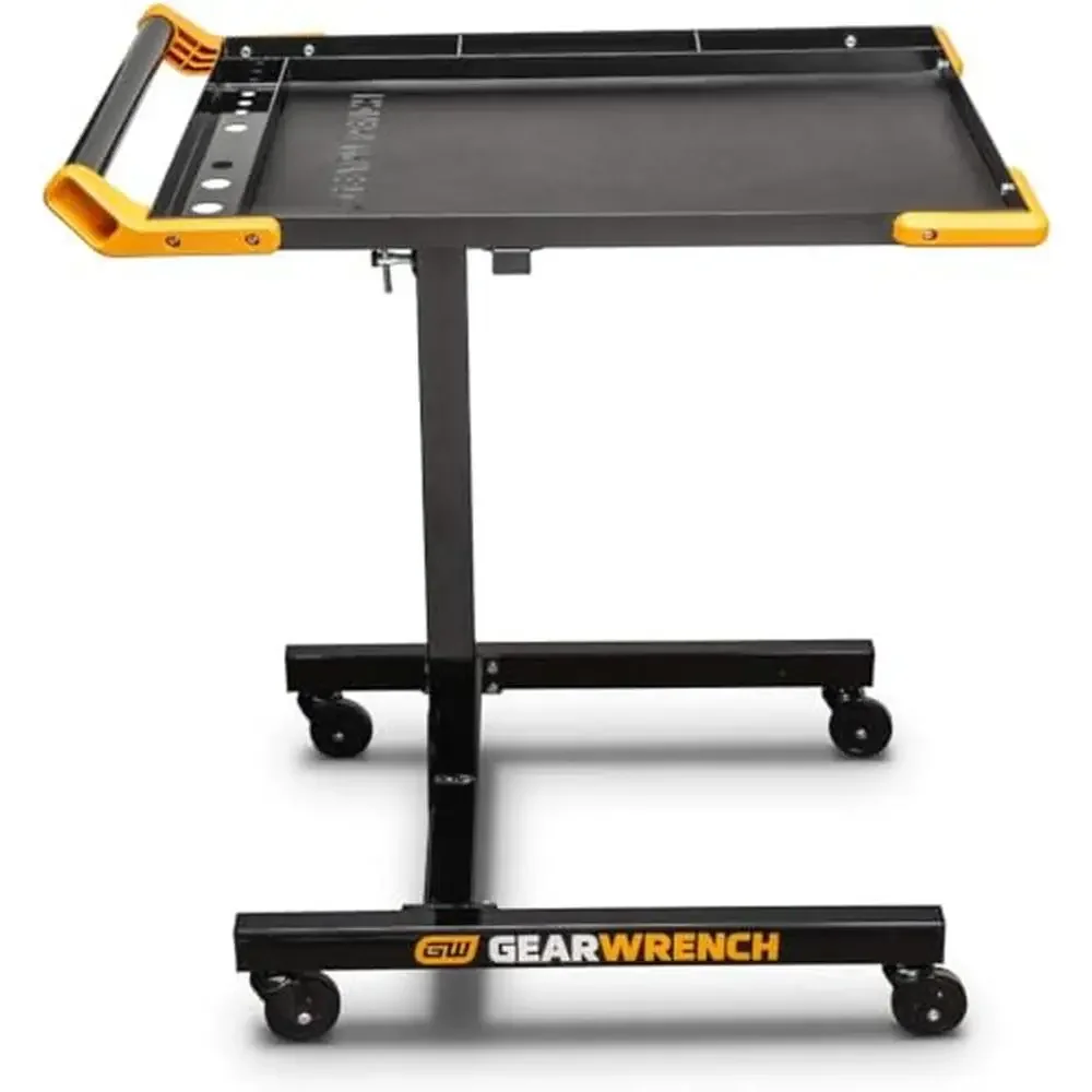 Mobile Work Table Adjustable Height Tubular Steel Frame Solvent Resistant EVA Mat 125lb Capacity 83166