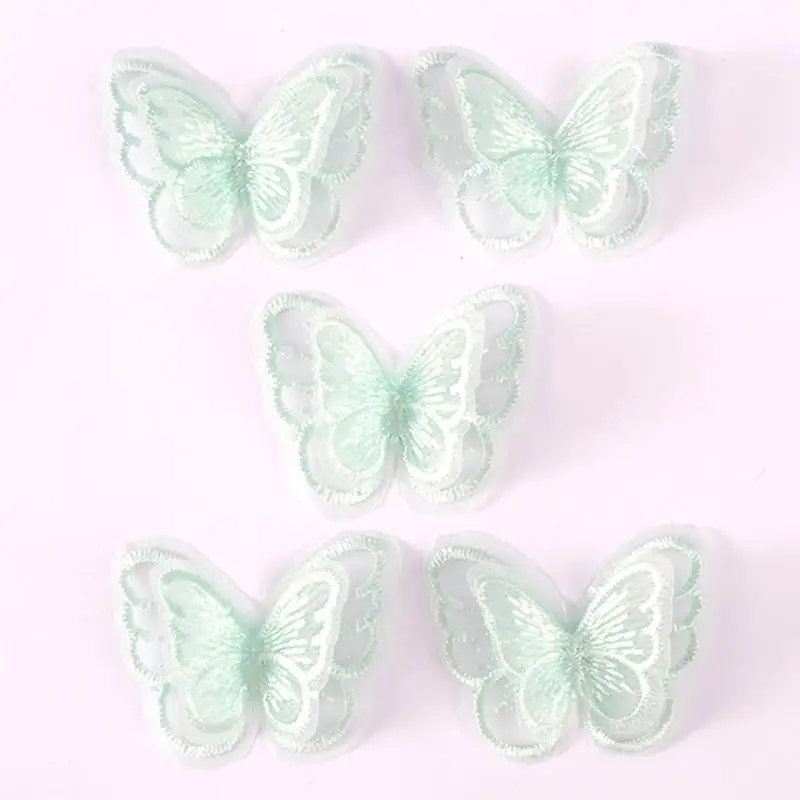 652f 10pcs 이중 레이어 나비 바느질 패치 신부 드레스 자수 아플리케