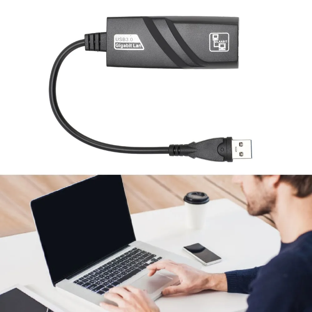 

10/100/1000Mbps USB 3.0 Network Adapter Plug and Play Portable Gigabit Ethernet Adapter Network Converter Office Network
