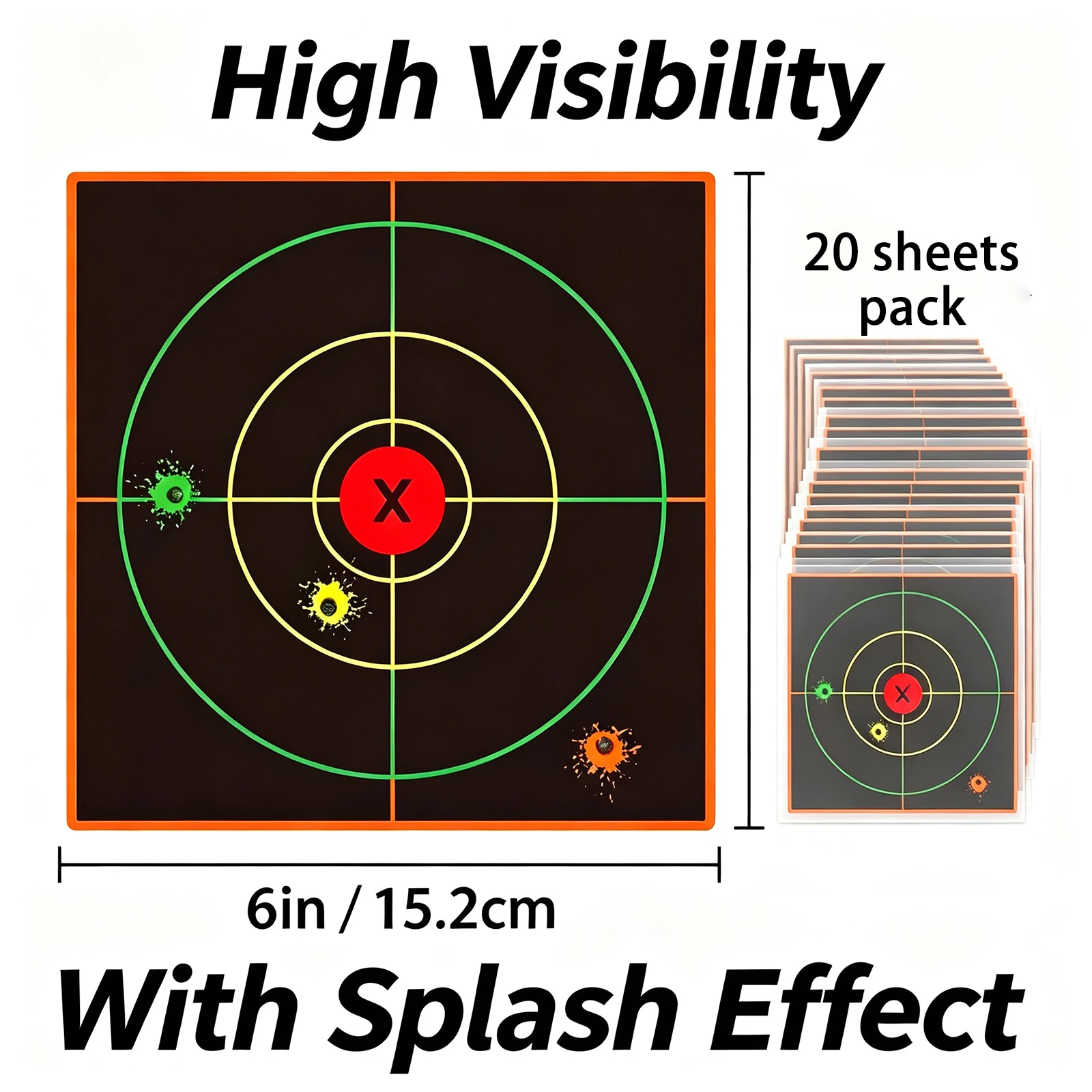 20Pcs 6inch Fluorescent Color Target Stickers for Aiming Practice, Target Training Supplies Stickers, Target Aiming Labels (Can Be Used for Aiming Practice)