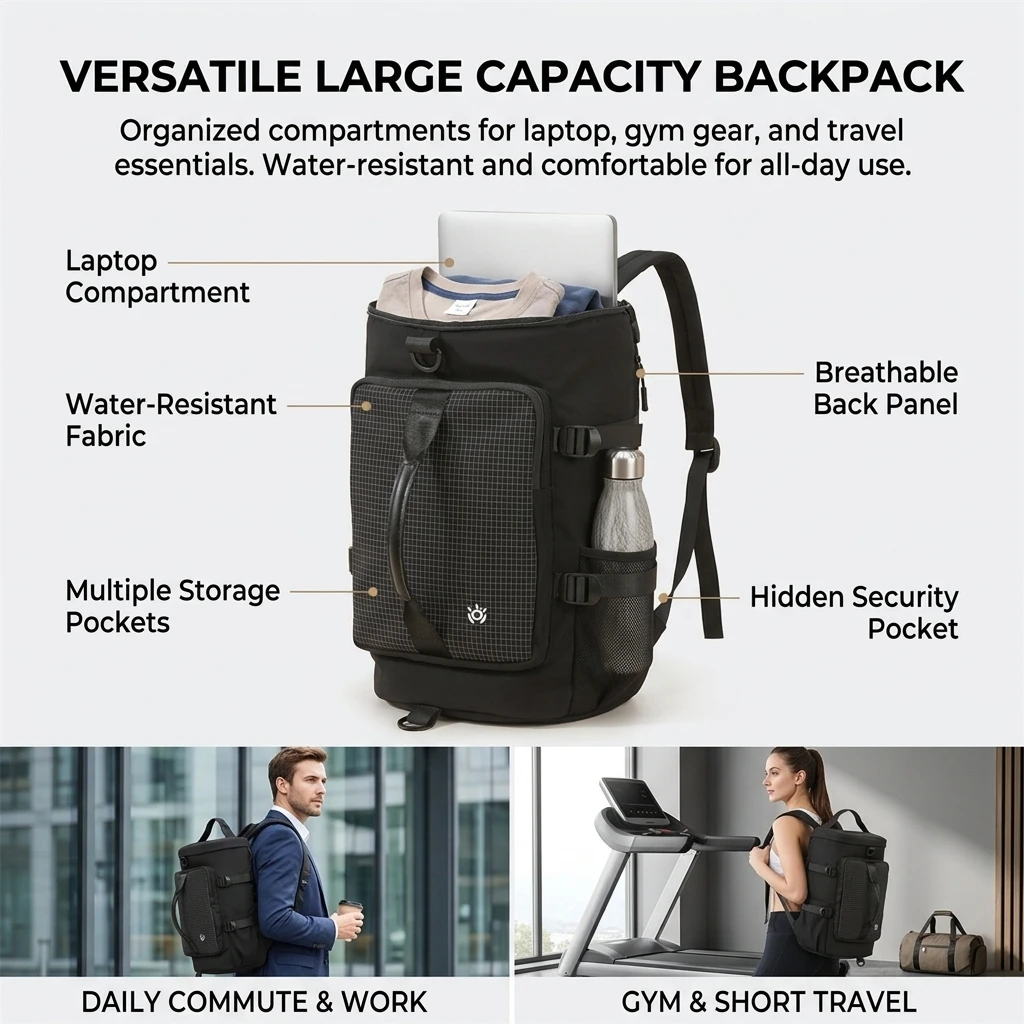 กระเป๋าเป้สะพายหลังสำหรับผู้ชา - Laptop Bag Waterproof บทวิจารณ์และราคา