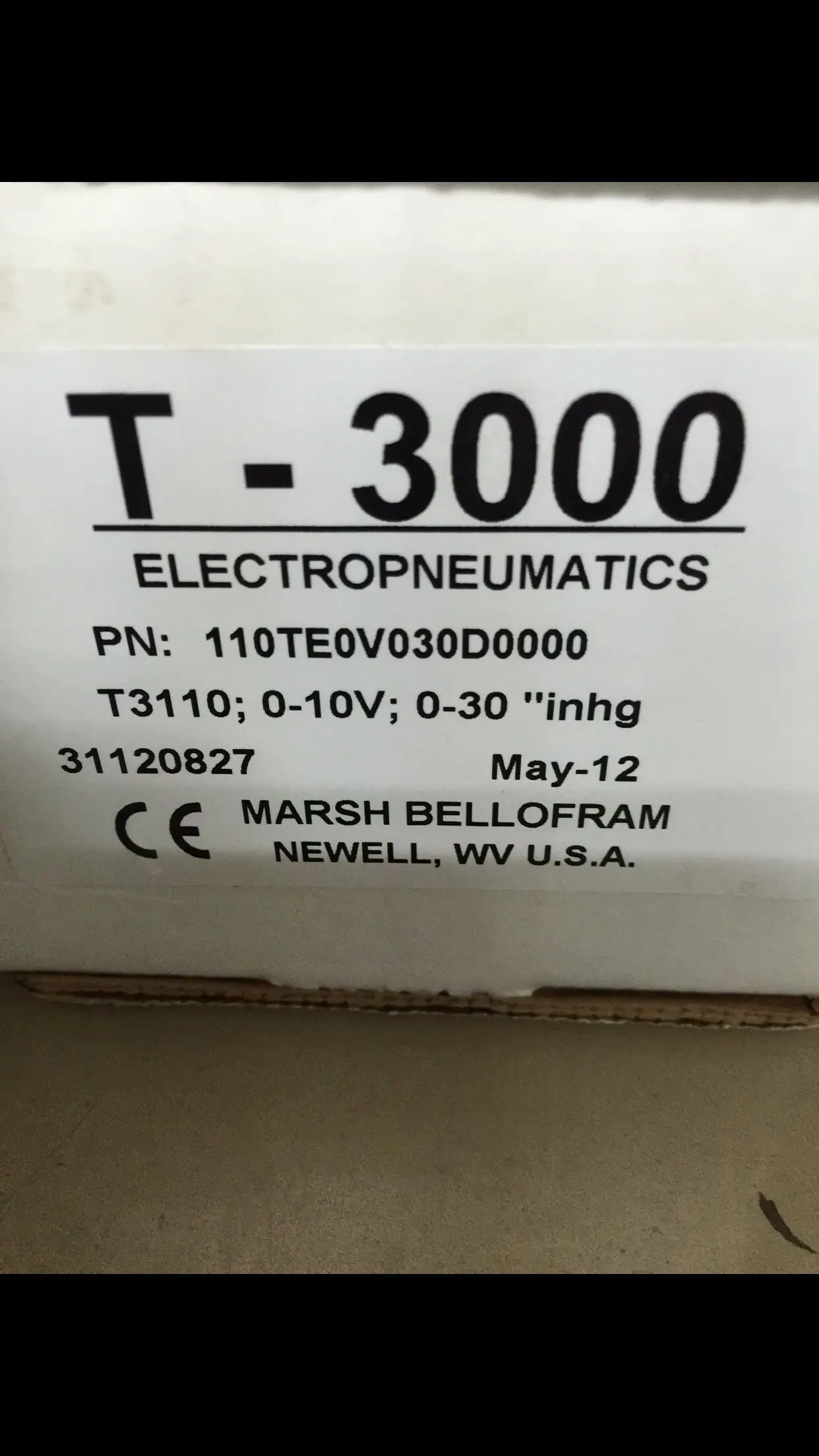 

Bellofram Electric Electronic Proportional Valve 110TE0V030D0000 In The United States For High Precision Vacuum Control