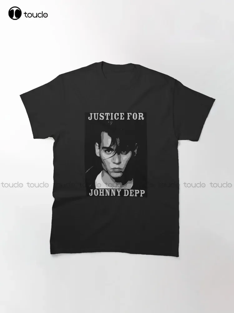 Giustizia per Johnny Depp T-shirt classica Johnny Depp T-shirt verde Camicie da donna Stampa digitale Harajuku Streetwear Nuovo popolare