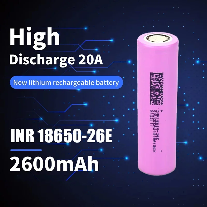 2600mAh 3.7V INR18650-26E Battery Genuine 18650 20A Rechargeable 18650 Lithium Ion Battery for Toys Power Tools Flashlight