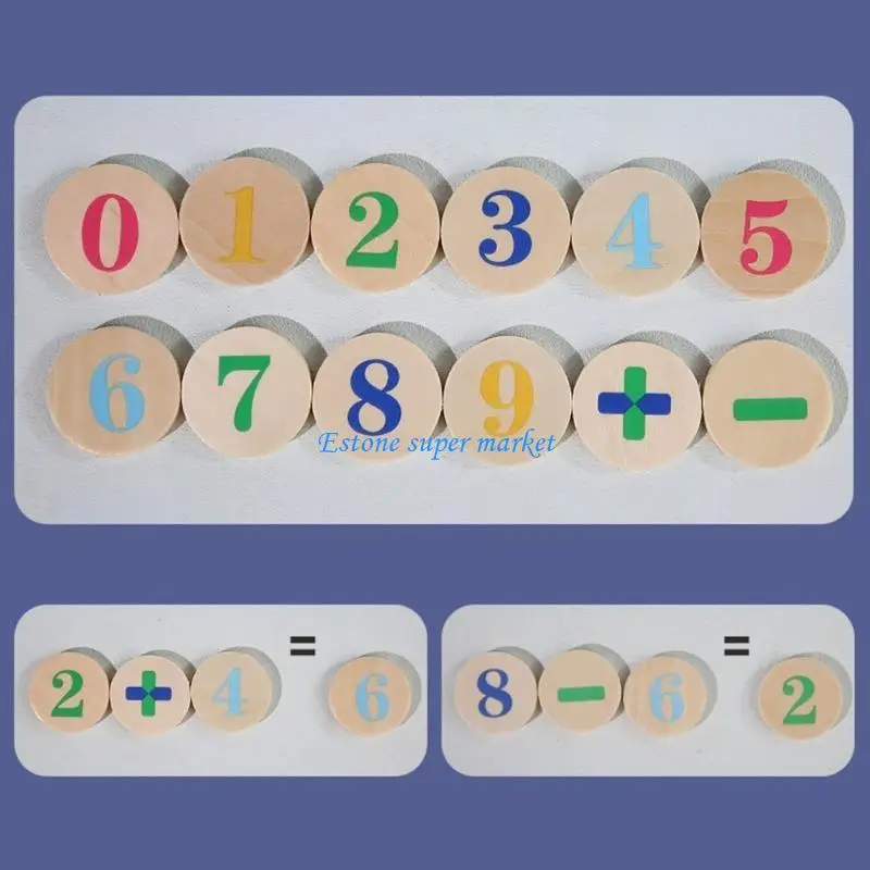 090B 나무 계산 스틱 수학 장난감 세트 다기능 계산 수학 장난감 학습 어린이를위한 숫자 카드와 막대