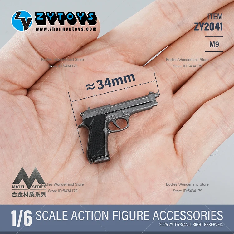 มีสินค้าในสต็อก ZYTOYS M9 M191 1/6 Scale Soldier Alloy Simulation Mini Pistol Model Accessories สำหรับตุ๊กตาแอ็คชั่นฟิกเกอร์ขนาด 12 นิ้ว