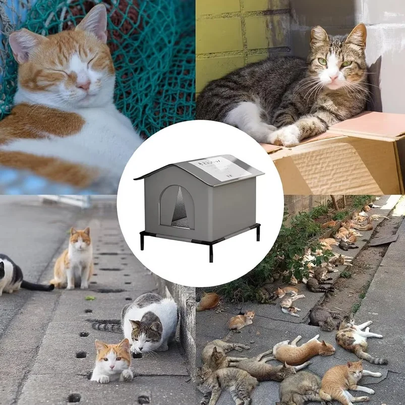 Stray Cat Houses with Mat Waterproof Summer Cool Shelter Foldable Pet Cave Nest Sleeping Beds for Outdoor Cats Small Dog Puppies view 6