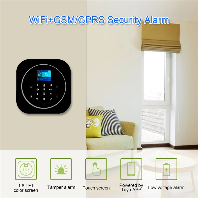 CPVAN Alarm System for Home Burglar Security 433MHz WiFi GSM Alarm Wireless Tuya Smart Motion Detecto App Control Touch Keyboard