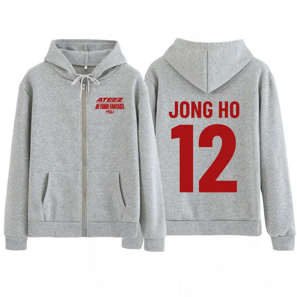الكورية Ateez 2025 جولة حول العالم في الخيال الخاص بك سستة هوديس Jongho Kpop موضة زمم بلوزات جاكيتات الرجال النساء البلوفرات
